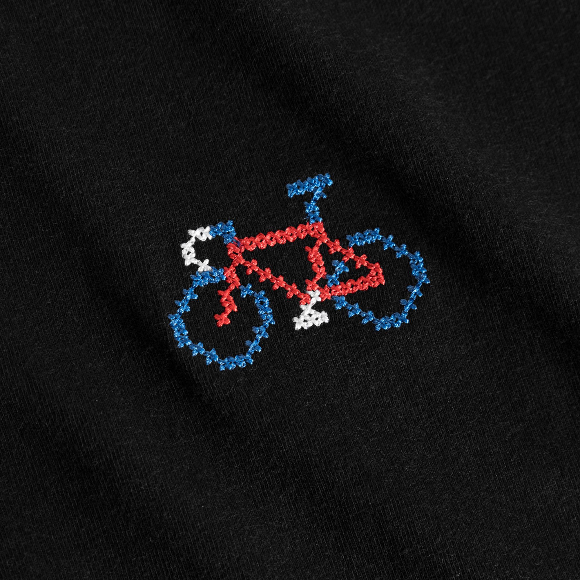 Dedicated Stockholm Stitch Bike T-Shirt Bio Baumwolle Shirt Stickerei schwarz